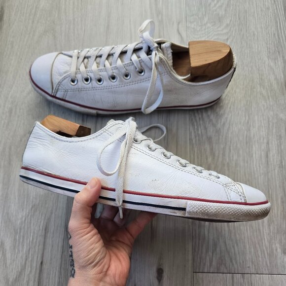 Converse | Chuck Taylor's All-Star white leather low-top sneakers | MENS 9.5 - Picture 1 of 9